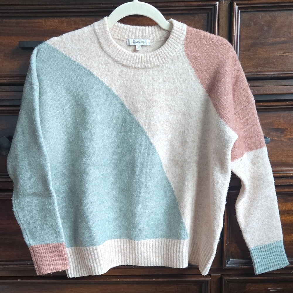 Madewell Colorblock Sweater - Beige, Blue, and Brown